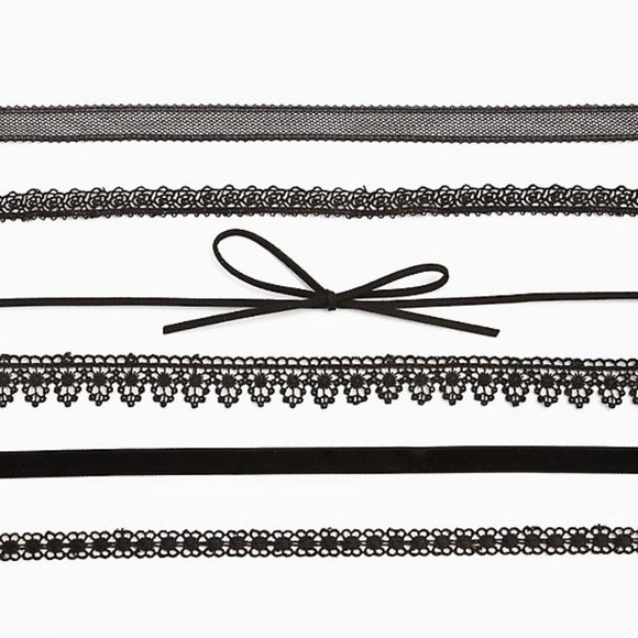 🆕6 BLACK LACE CHOKER SET - Picture 1 of 3